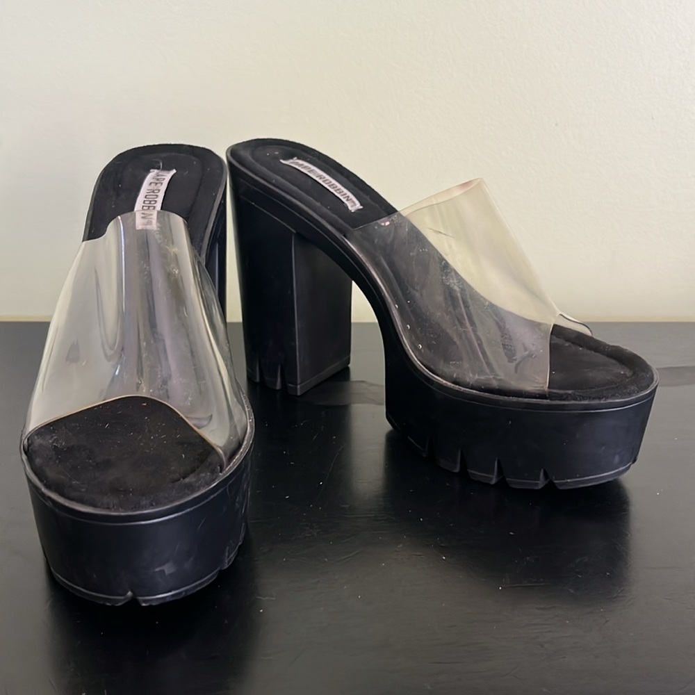 Cape Robbin Platform Chunky Heel Fashion Transparent Slip On High Heel Open Toe - Picture 10 of 14